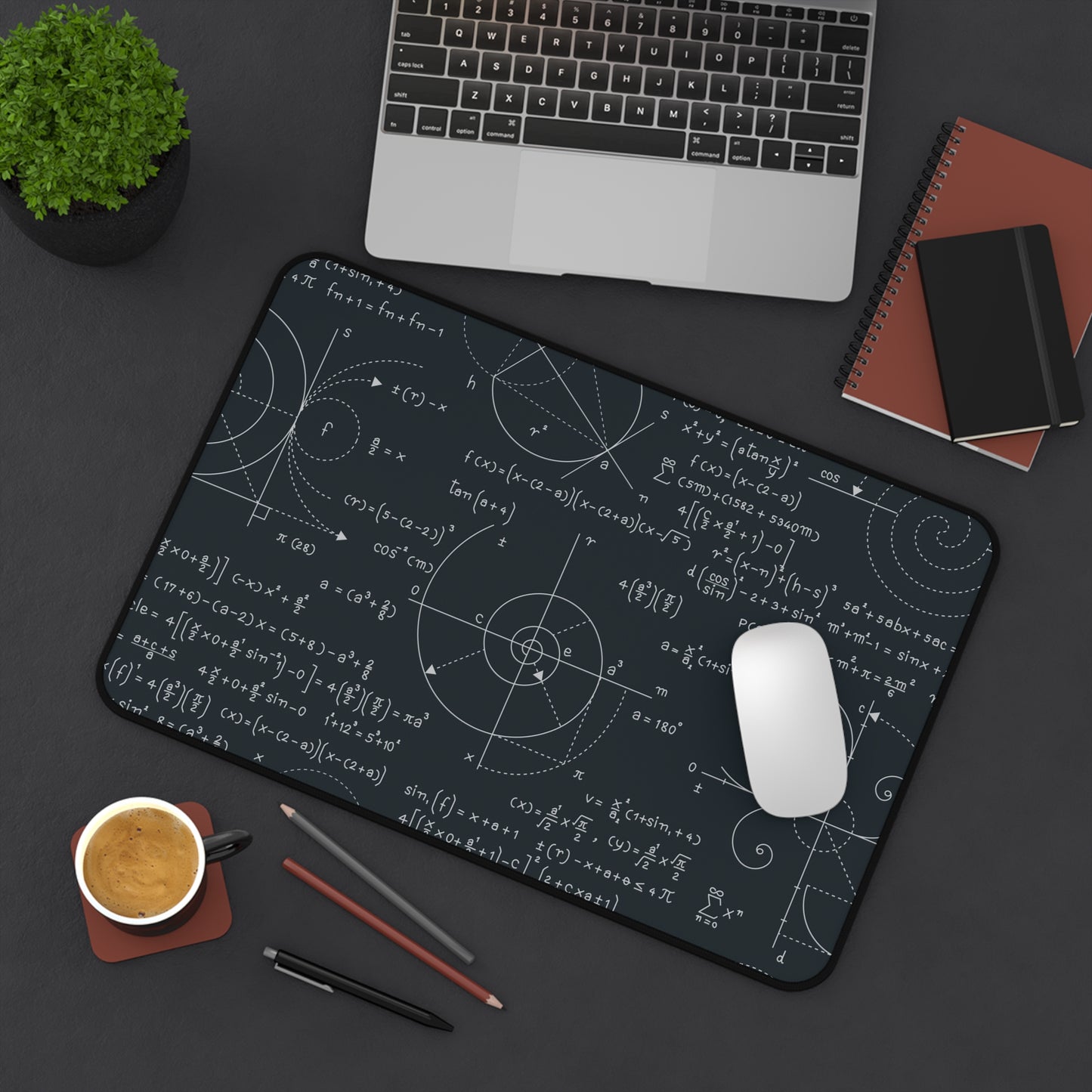 Dark Math Formula Desk Mat – Scientific Equations Mouse Pad for Students, Engineers & Scientists