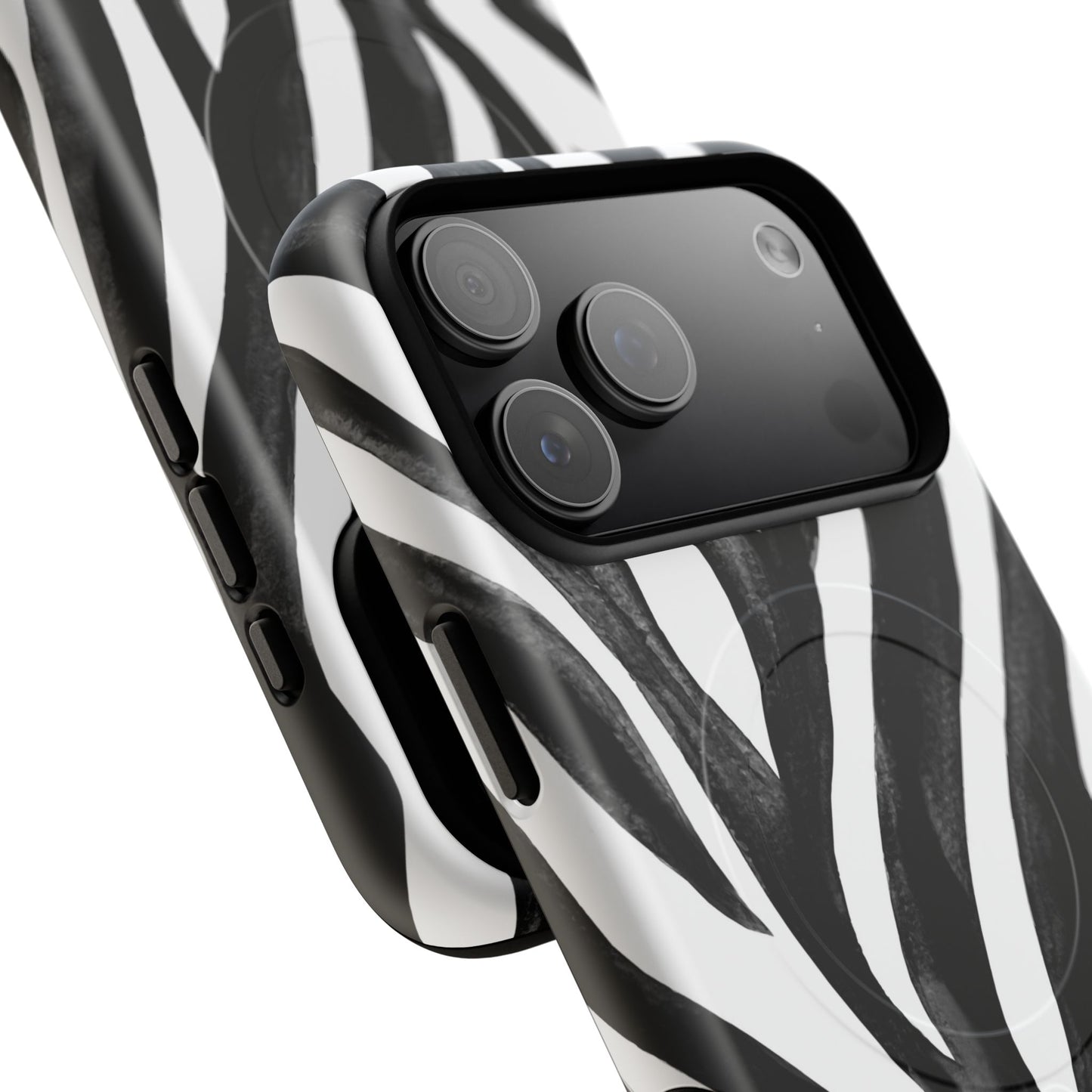 Wild Lines Zebra Stripe Tough Magnetic Phone Case — Black & White Protective Cover