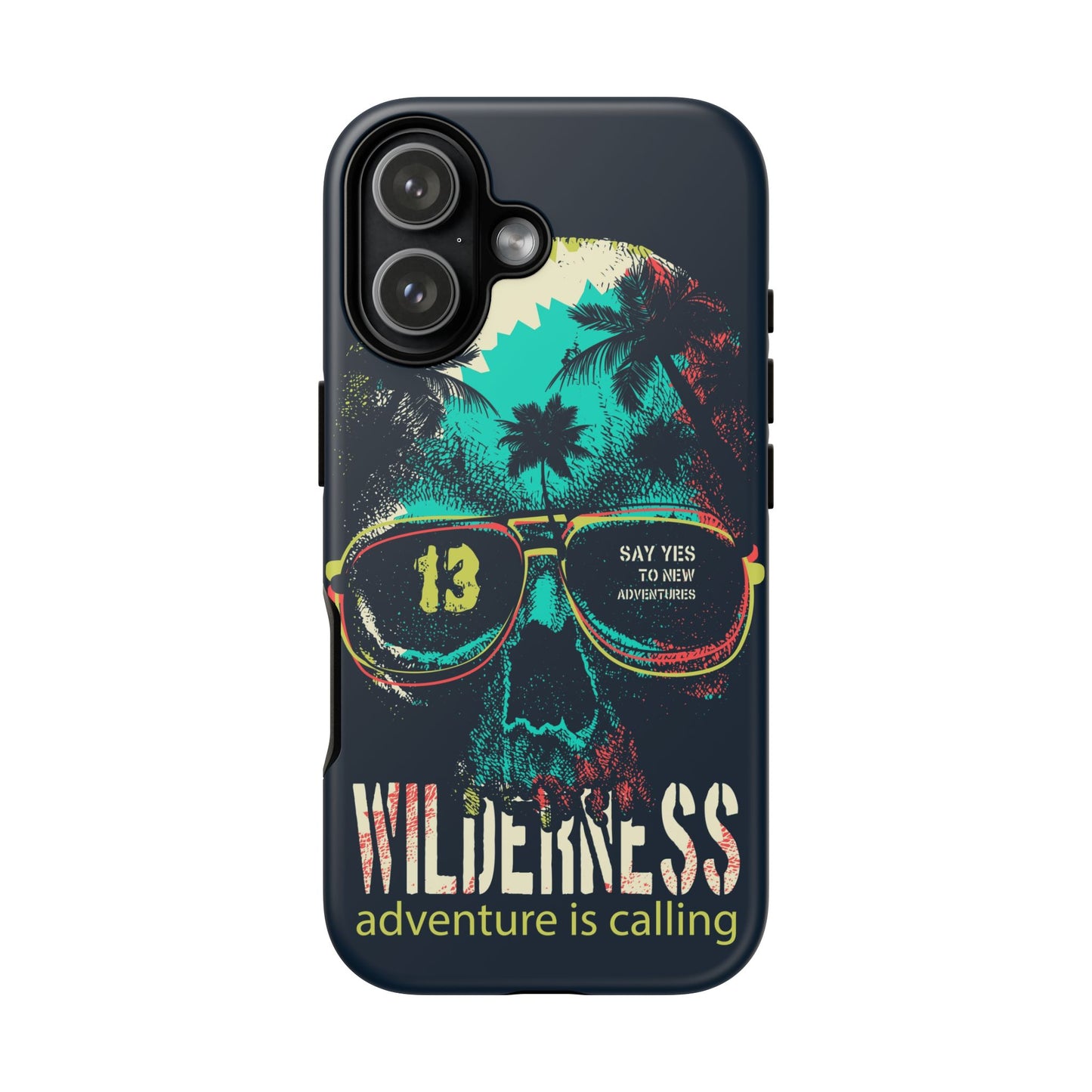 Wilderness Adventure Phone Case — 'Adventure Is Calling' Skull Sunglasses Design