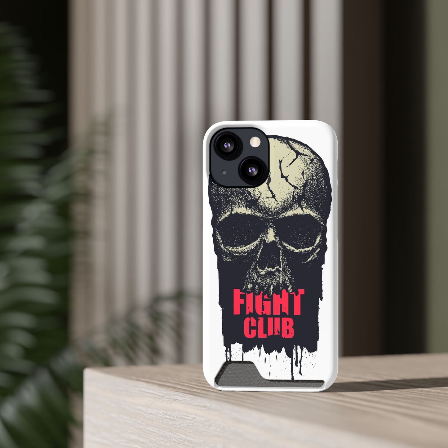 Fight Club Skull Phone Case with Card Holder — Bold Gothic Skull Design