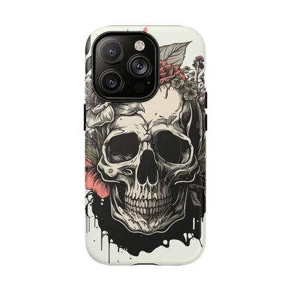 Dark Aura Skull & Roses iPhone Case – Gothic Floral Magnetic Protective Cover