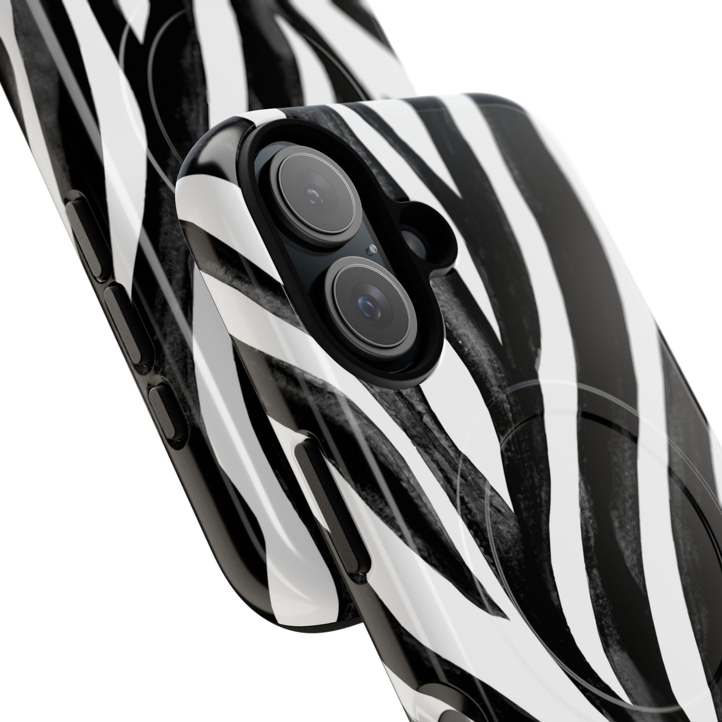 Wild Lines Zebra Stripe Tough Magnetic Phone Case — Black & White Protective Cover