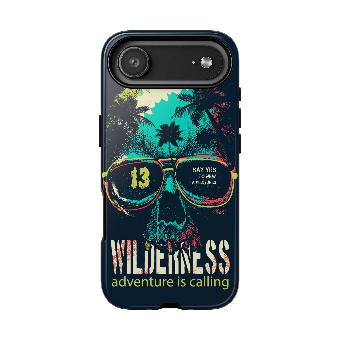 Wilderness Adventure Phone Case — 'Adventure Is Calling' Skull Sunglasses Design
