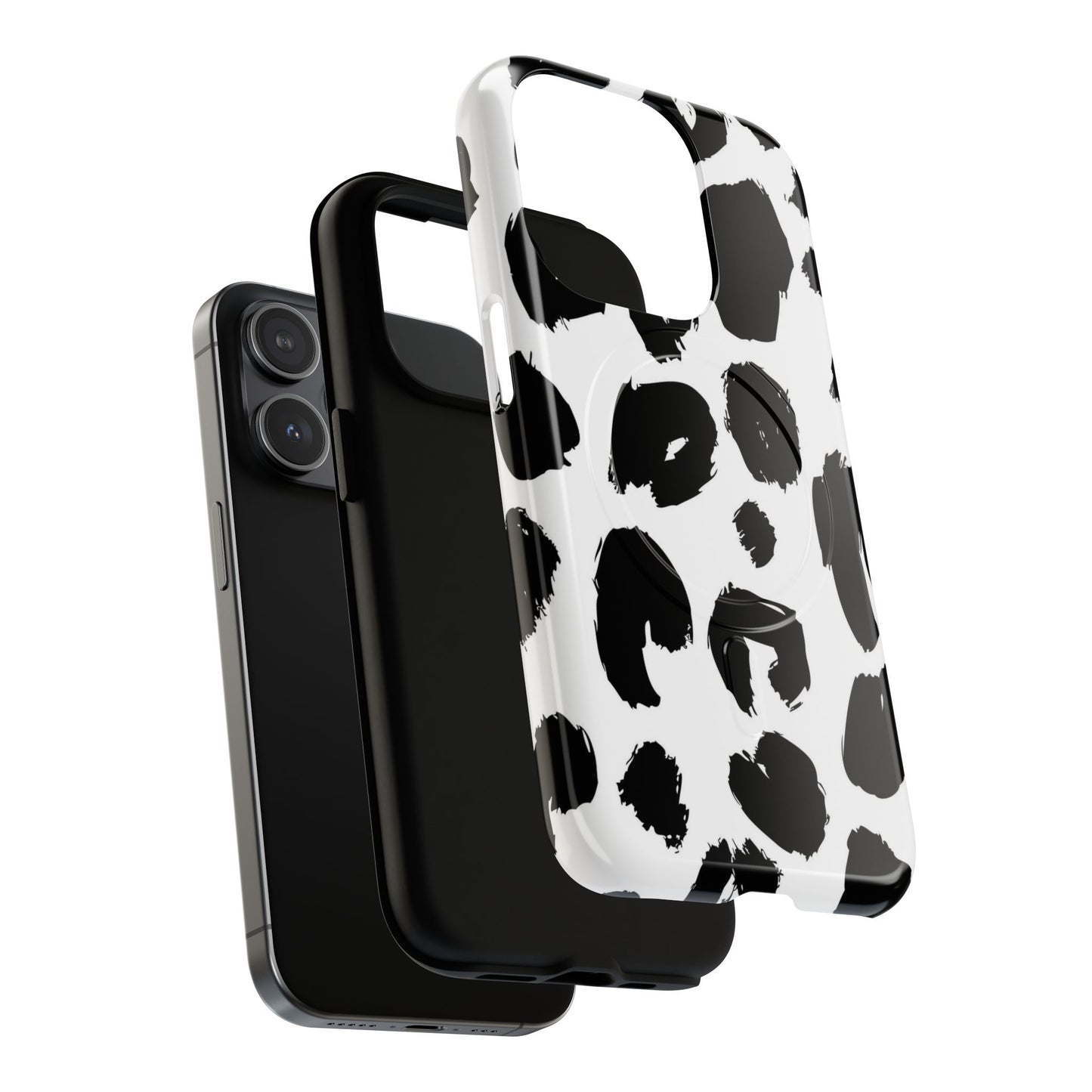 Ink Leopard Magnetic Phone Case — Black & White Animal Print Fashion Protective Cover