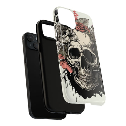 Dark Aura Skull & Roses iPhone Case – Gothic Floral Magnetic Protective Cover