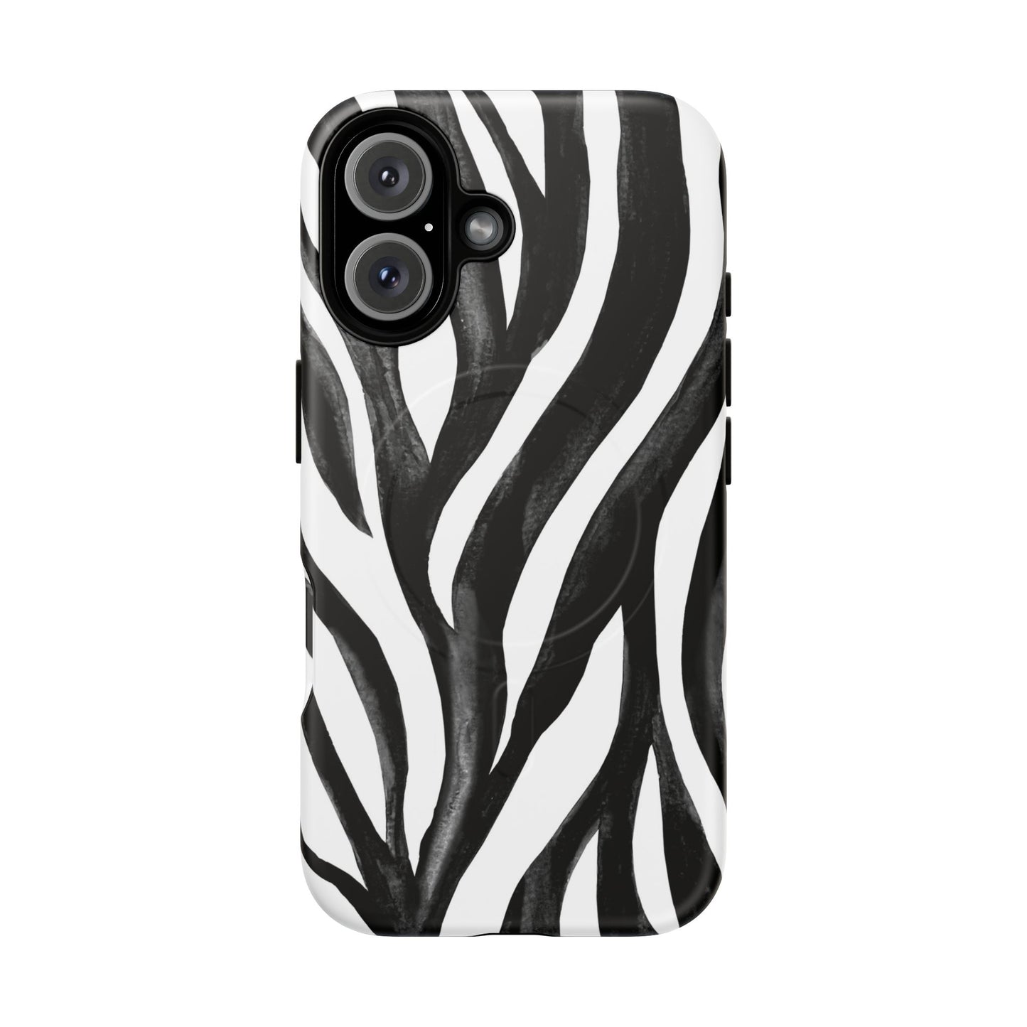 Wild Lines Zebra Stripe Tough Magnetic Phone Case — Black & White Protective Cover