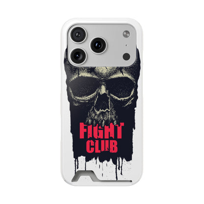Fight Club Skull Phone Case with Card Holder — Bold Gothic Skull Design