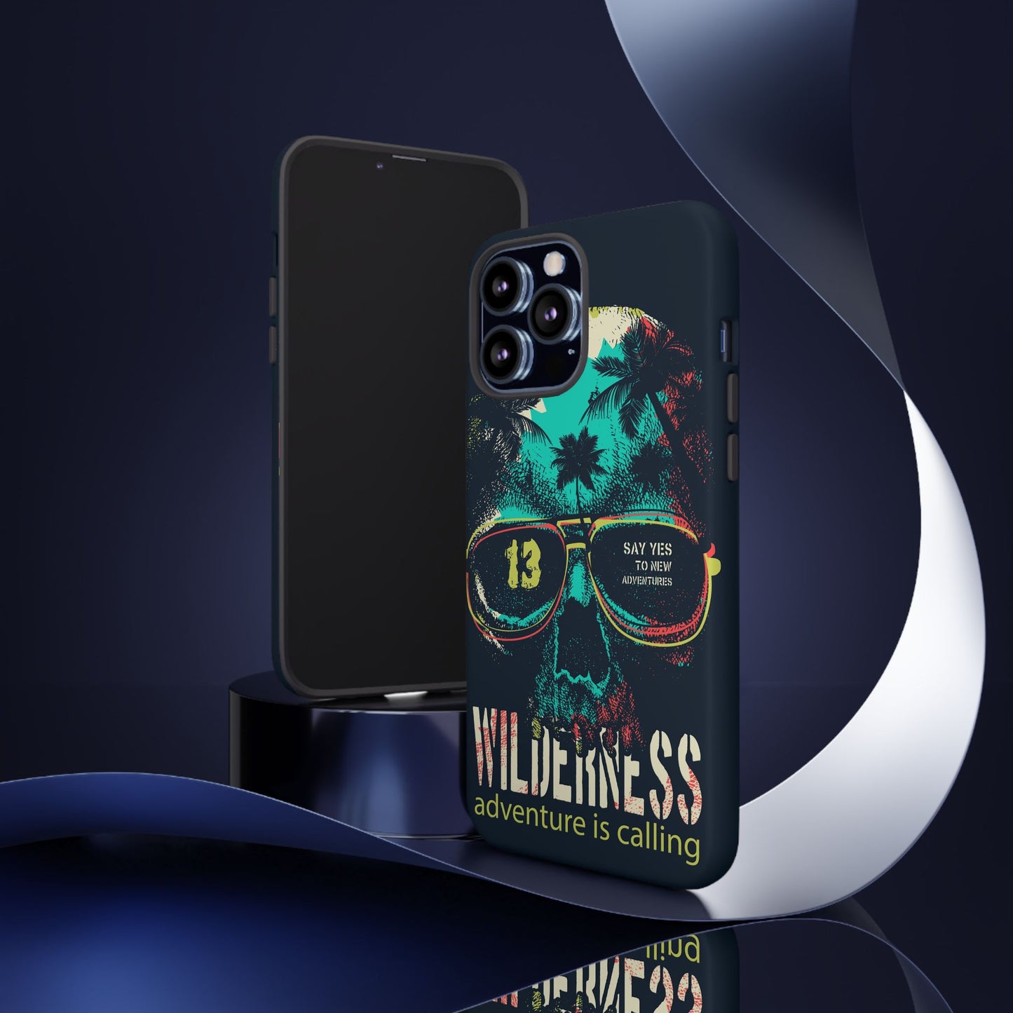 Wilderness Adventure Phone Case — 'Adventure Is Calling' Skull Sunglasses Design