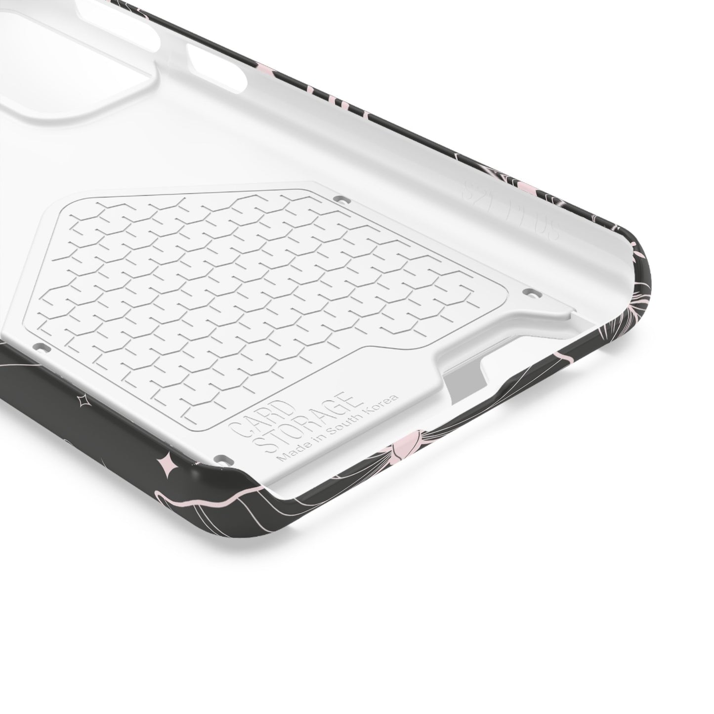 Mystic Skull Dark Aesthetic Phone Case with Card Holder — Gothic Crystal & Feather Design Luxury Cover