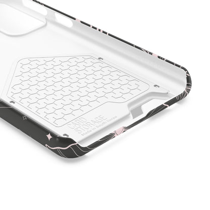 Mystic Skull Dark Aesthetic Phone Case with Card Holder — Gothic Crystal & Feather Design Luxury Cover