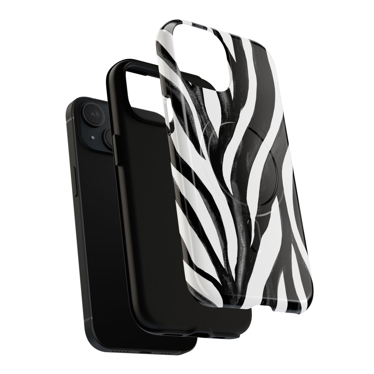 Wild Lines Zebra Stripe Tough Magnetic Phone Case — Black & White Protective Cover