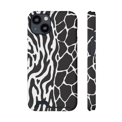 Animal Print Phone Case — Zebra & Giraffe Edition with Card Holder — Slim, Stylish, MagSafe
