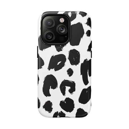 Ink Leopard Magnetic Phone Case — Black & White Animal Print Fashion Protective Cover
