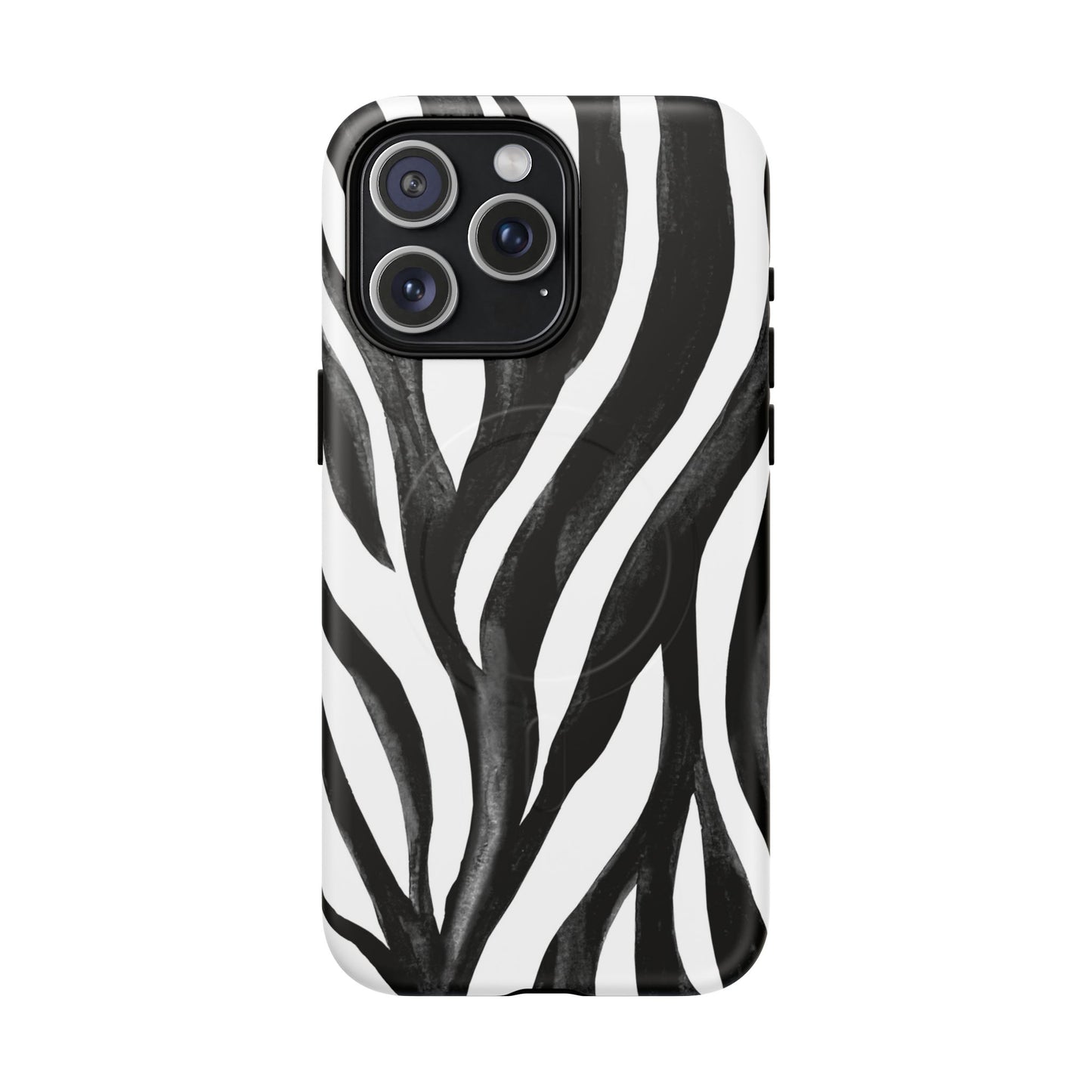 Wild Lines Zebra Stripe Tough Magnetic Phone Case — Black & White Protective Cover