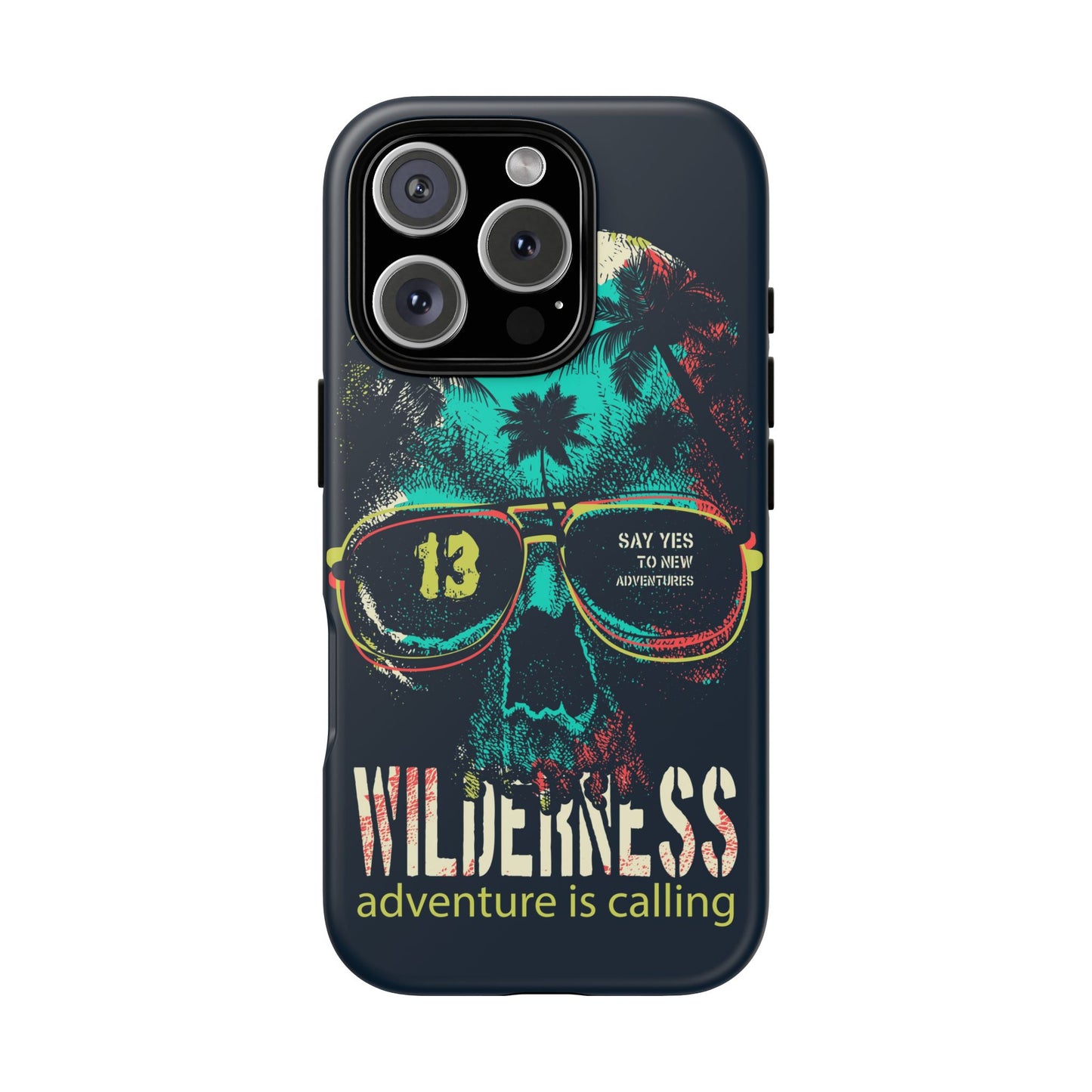 Wilderness Adventure Phone Case — 'Adventure Is Calling' Skull Sunglasses Design