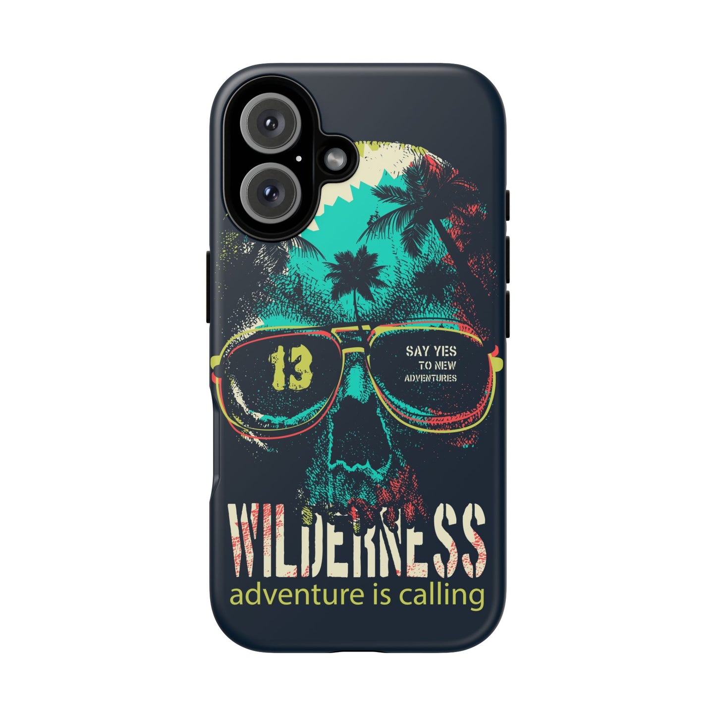 Wilderness Adventure Phone Case — 'Adventure Is Calling' Skull Sunglasses Design