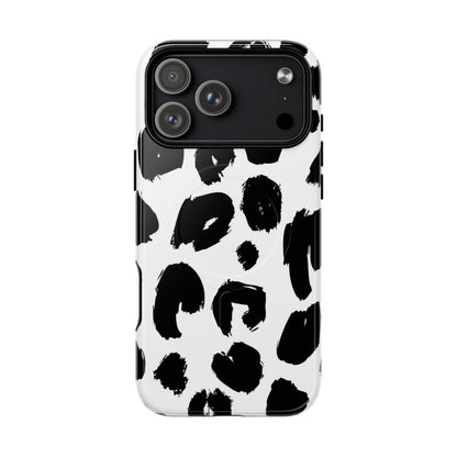 Ink Leopard Magnetic Phone Case — Black & White Animal Print Fashion Protective Cover