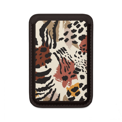 MagSafe Vegan Wallet — Neutral Earthy Animal Print Card Holder