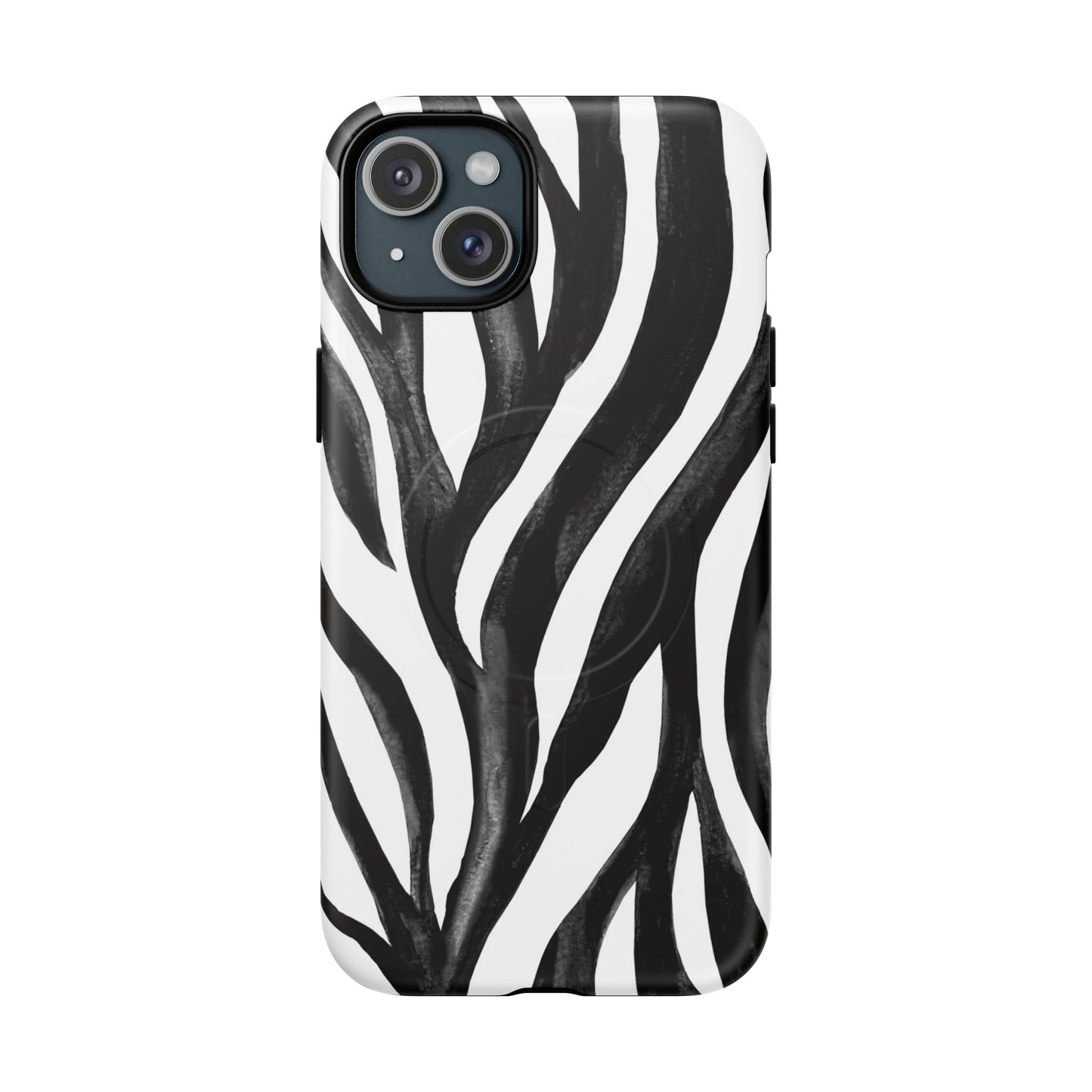 Wild Lines Zebra Stripe Tough Magnetic Phone Case — Black & White Protective Cover