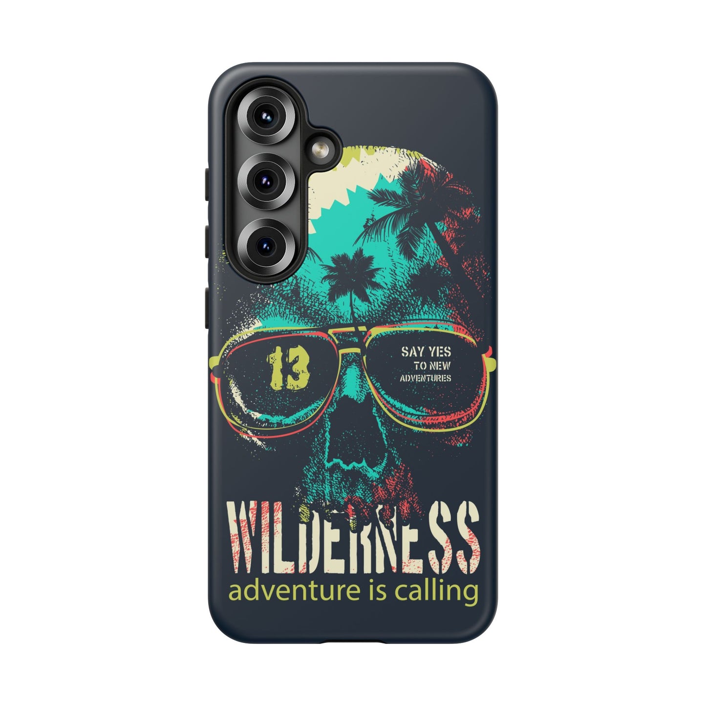 Wilderness Adventure Phone Case — 'Adventure Is Calling' Skull Sunglasses Design