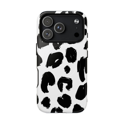 Ink Leopard Magnetic Phone Case — Black & White Animal Print Fashion Protective Cover