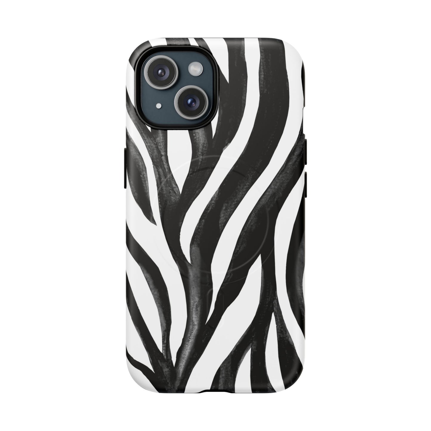 Wild Lines Zebra Stripe Tough Magnetic Phone Case — Black & White Protective Cover