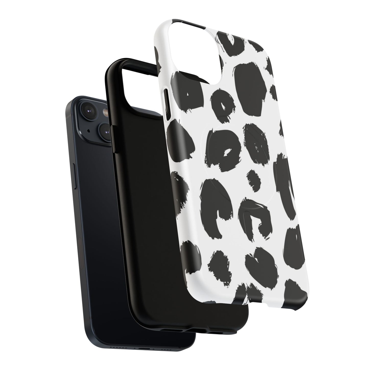 Ink Leopard Magnetic Phone Case — Black & White Animal Print Fashion Protective Cover