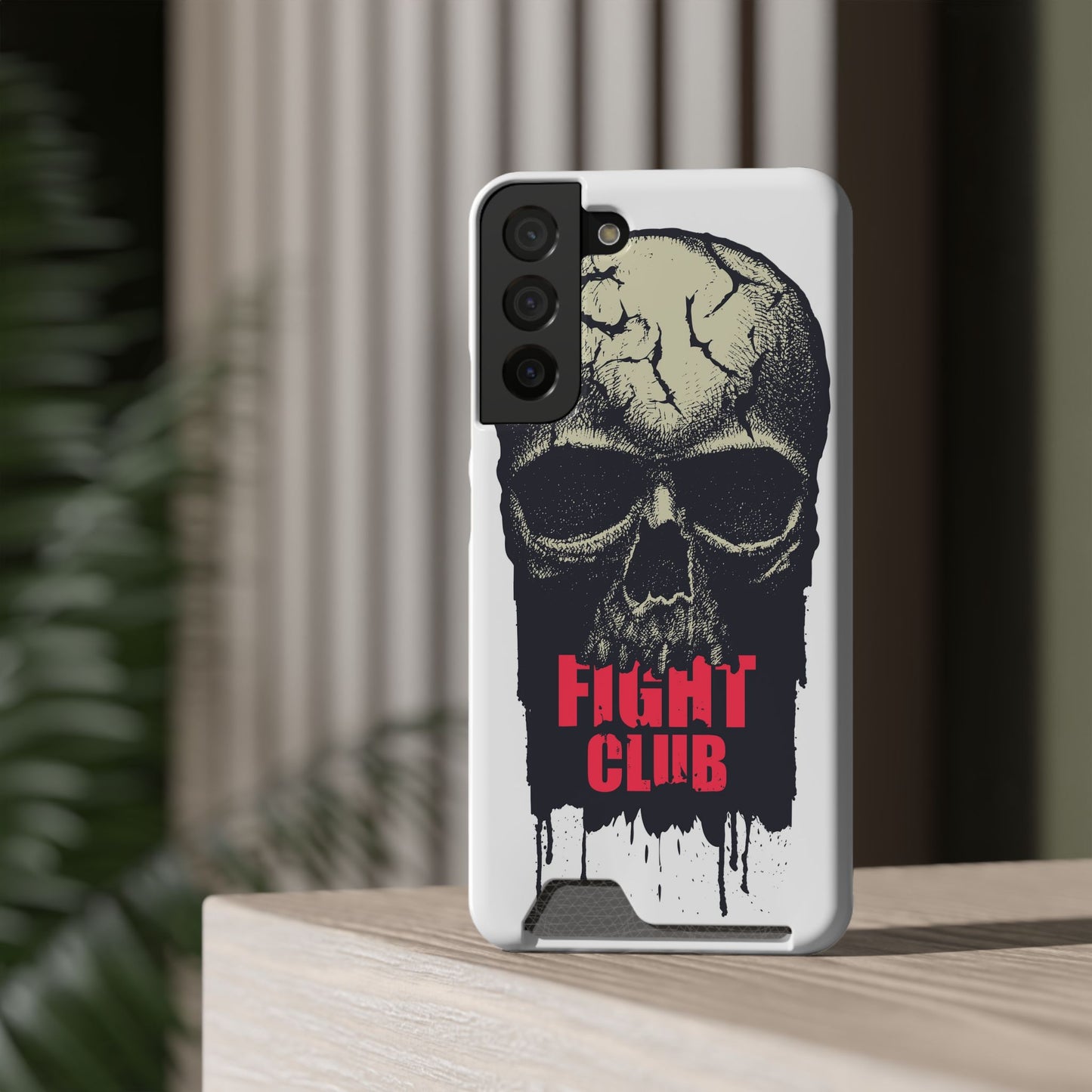 Fight Club Skull Phone Case with Card Holder — Bold Gothic Skull Design