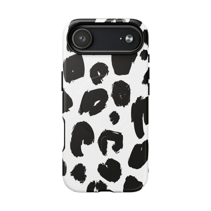 Ink Leopard Magnetic Phone Case — Black & White Animal Print Fashion Protective Cover