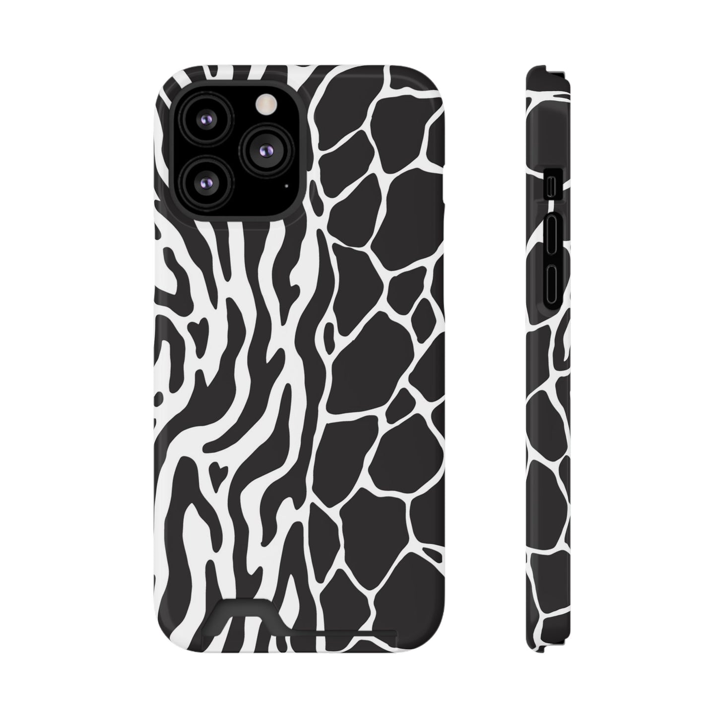 Animal Print Phone Case — Zebra & Giraffe Edition with Card Holder — Slim, Stylish, MagSafe