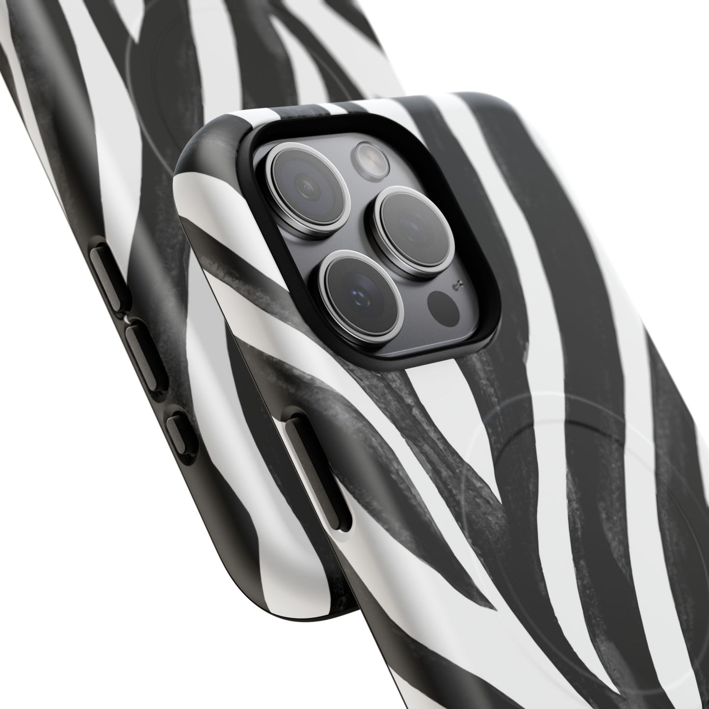Wild Lines Zebra Stripe Tough Magnetic Phone Case — Black & White Protective Cover