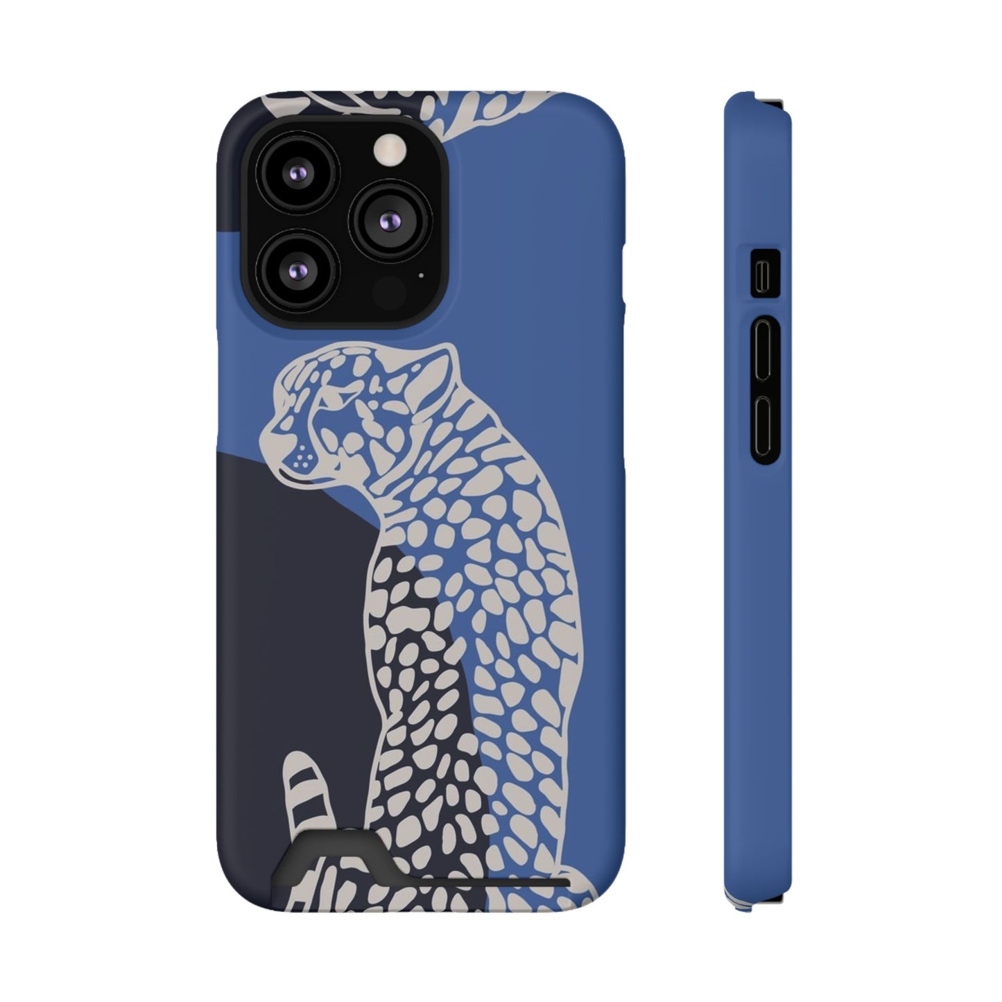 Leopard Bleu Card Phone Case — Blue Animal Print Card holder