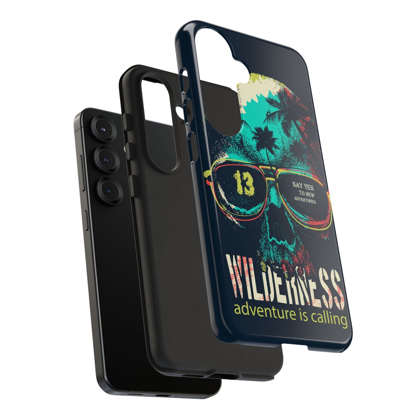 Wilderness Adventure Phone Case — 'Adventure Is Calling' Skull Sunglasses Design
