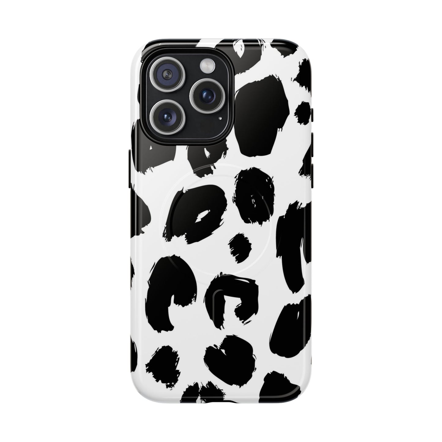 Ink Leopard Magnetic Phone Case — Black & White Animal Print Fashion Protective Cover
