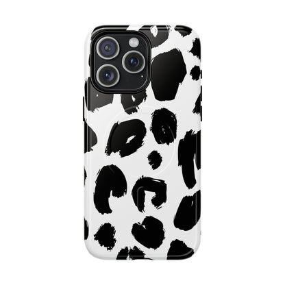 Ink Leopard Magnetic Phone Case — Black & White Animal Print Fashion Protective Cover