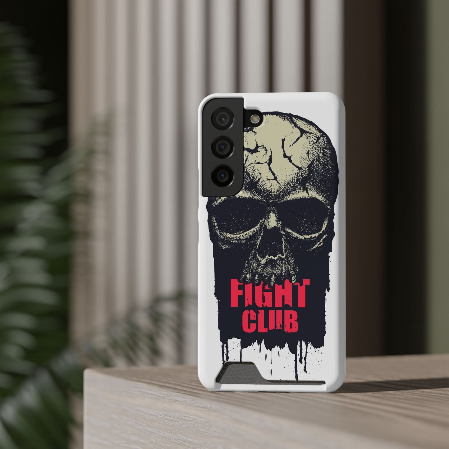 Fight Club Skull Phone Case with Card Holder — Bold Gothic Skull Design