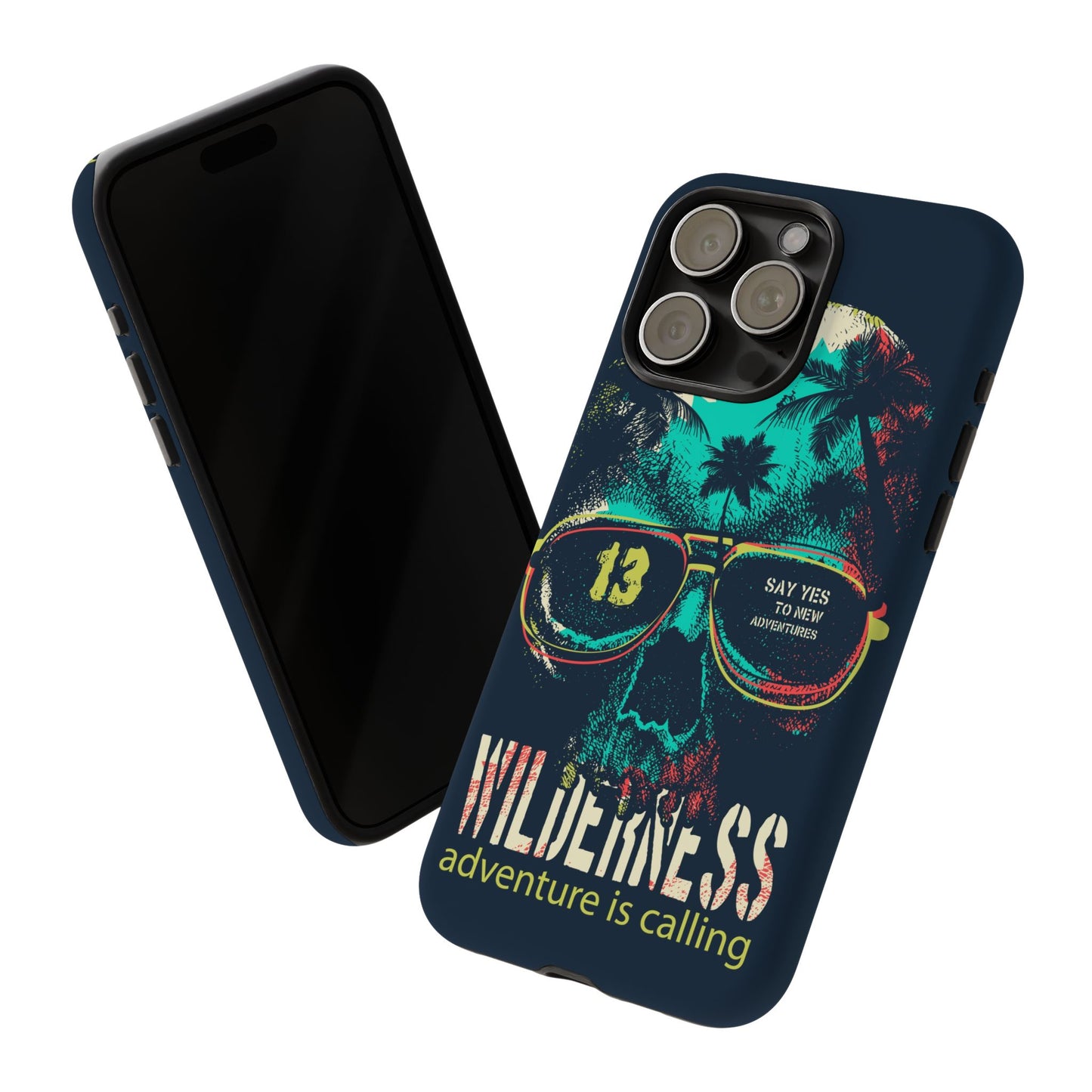 Wilderness Adventure Phone Case — 'Adventure Is Calling' Skull Sunglasses Design