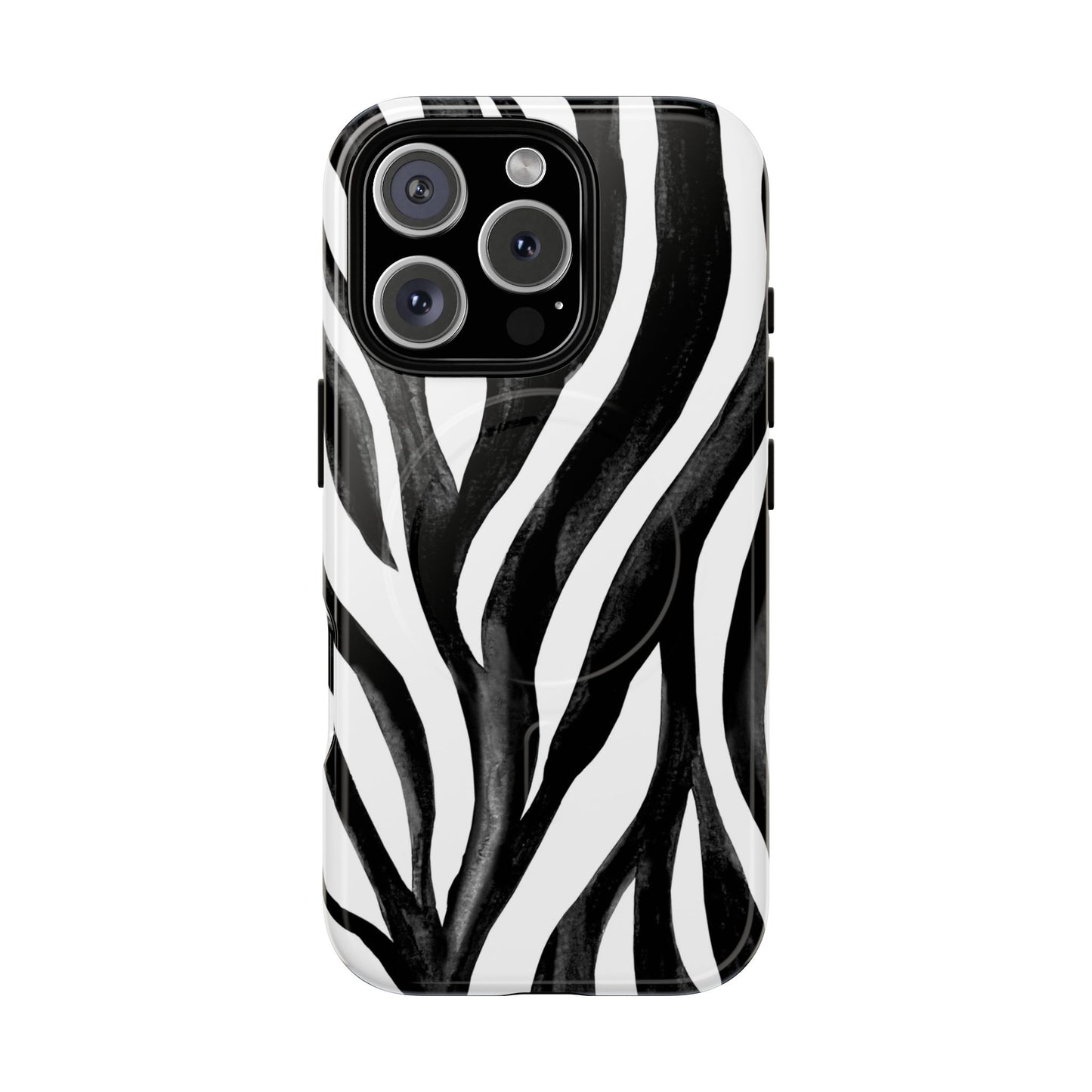 Wild Lines Zebra Stripe Tough Magnetic Phone Case — Black & White Protective Cover