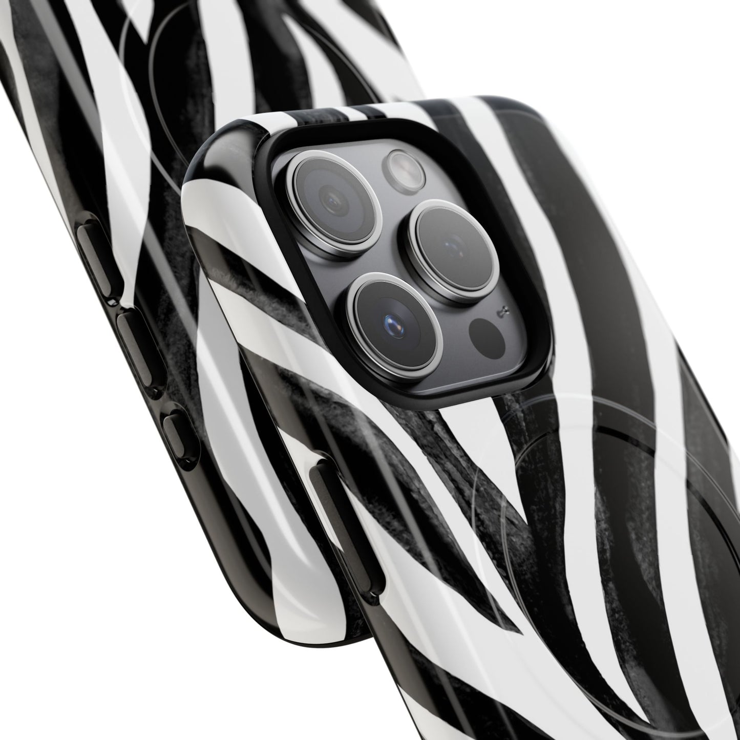Wild Lines Zebra Stripe Tough Magnetic Phone Case — Black & White Protective Cover