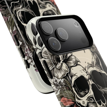 Dark Aura Skull & Roses iPhone Case – Gothic Floral Magnetic Protective Cover