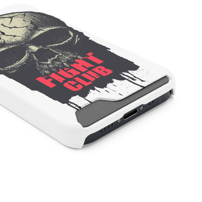 Fight Club Skull Phone Case with Card Holder — Bold Gothic Skull Design