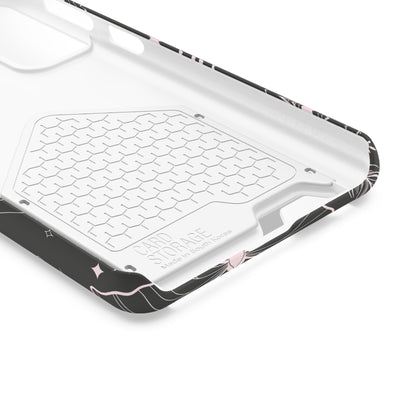 Mystic Skull Dark Aesthetic Phone Case with Card Holder — Gothic Crystal & Feather Design Luxury Cover