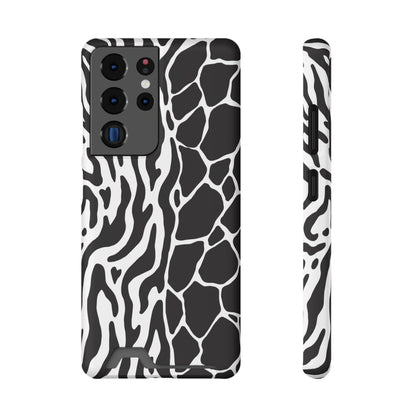 Animal Print Phone Case — Zebra & Giraffe Edition with Card Holder — Slim, Stylish, MagSafe