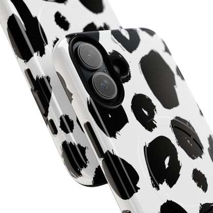 Ink Leopard Magnetic Phone Case — Black & White Animal Print Fashion Protective Cover
