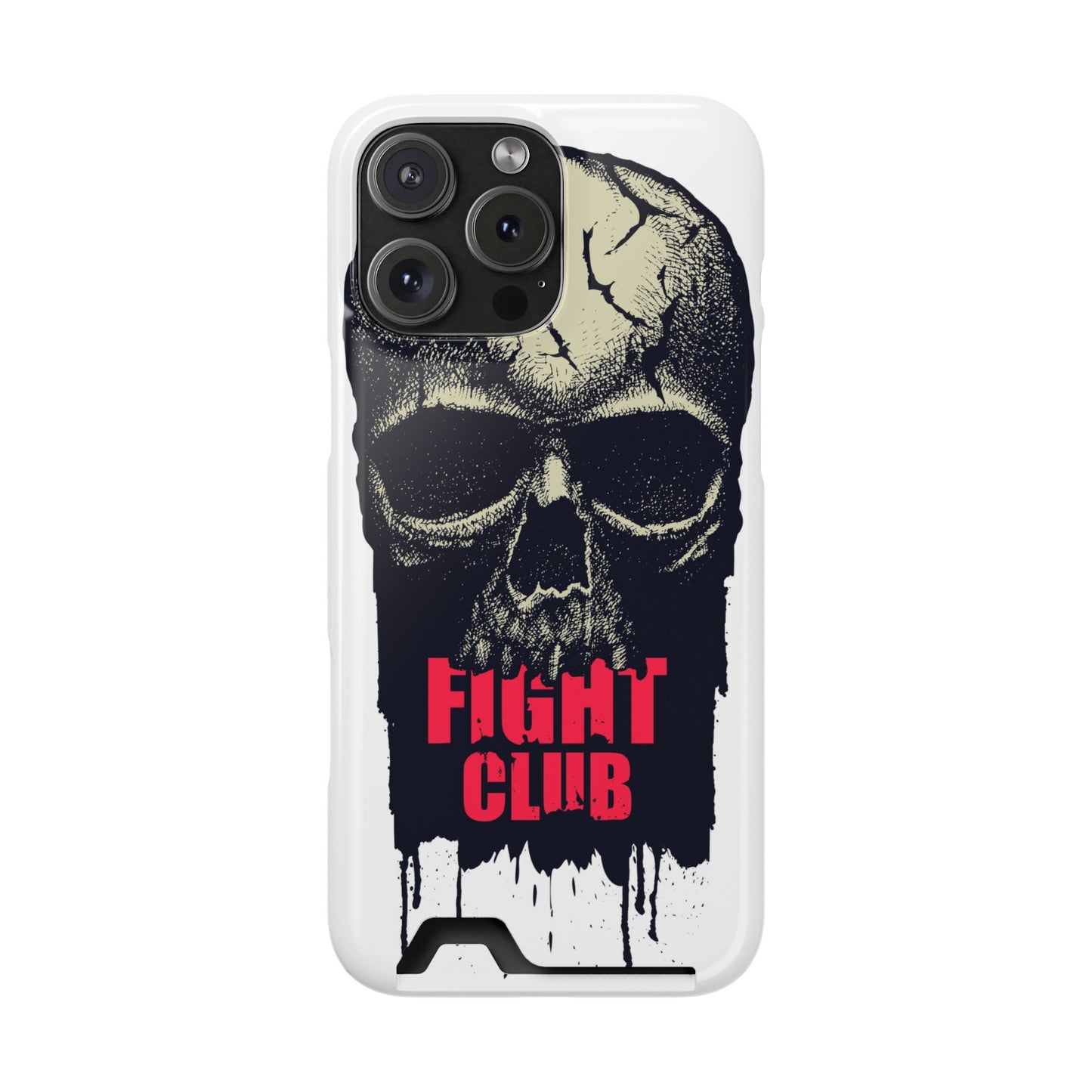 Fight Club Skull Phone Case with Card Holder — Bold Gothic Skull Design
