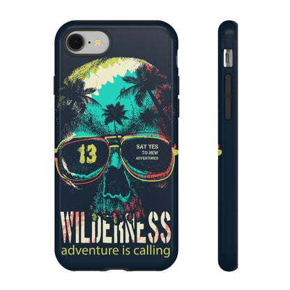 Wilderness Adventure Phone Case — 'Adventure Is Calling' Skull Sunglasses Design