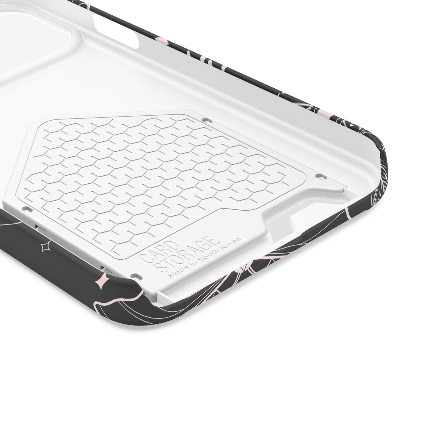 Mystic Skull Dark Aesthetic Phone Case with Card Holder — Gothic Crystal & Feather Design Luxury Cover