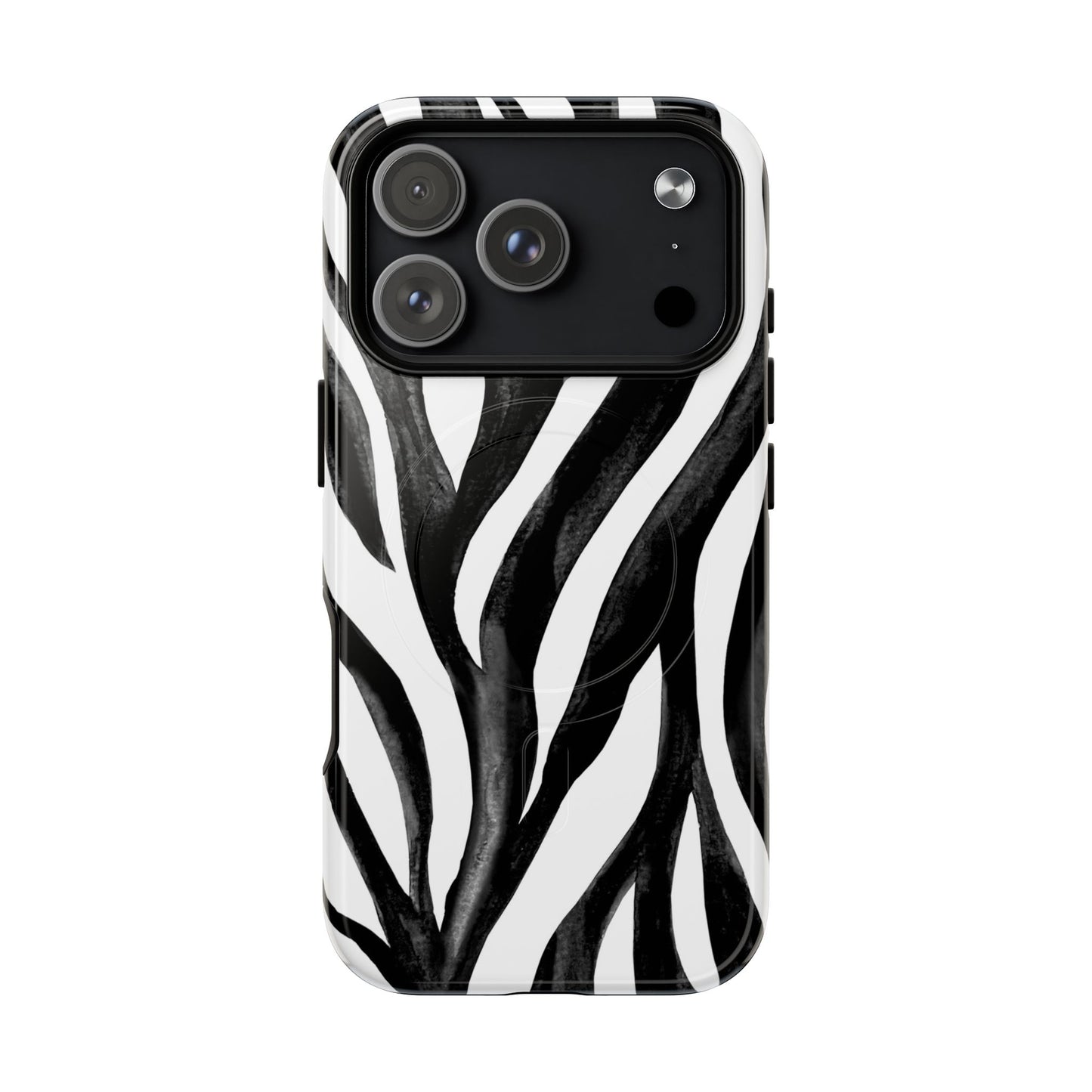 Wild Lines Zebra Stripe Tough Magnetic Phone Case — Black & White Protective Cover
