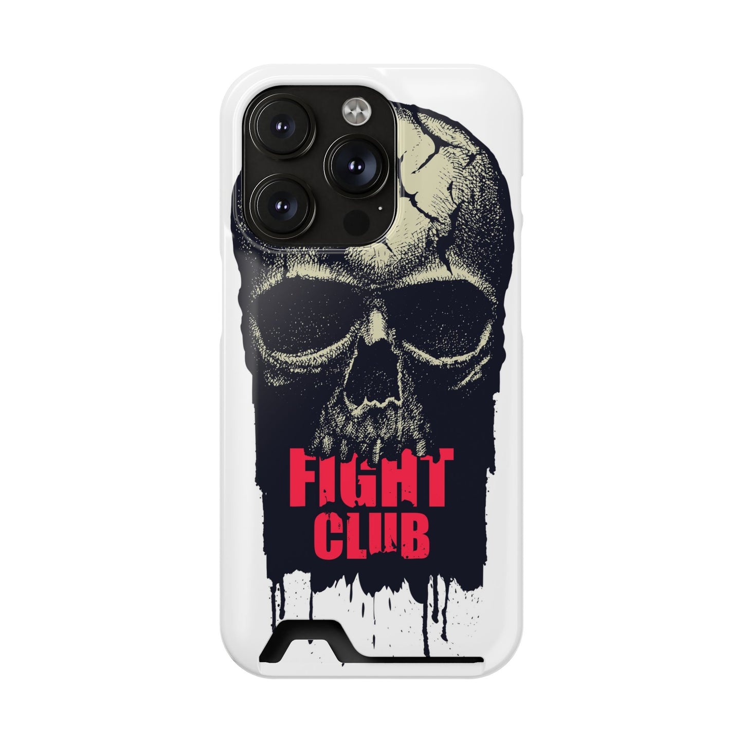 Fight Club Skull Phone Case with Card Holder — Bold Gothic Skull Design