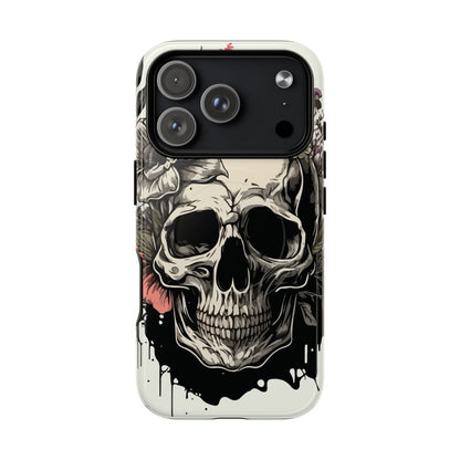Dark Aura Skull & Roses iPhone Case – Gothic Floral Magnetic Protective Cover